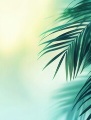 Aufkleber - Tropical paradise with vibrant palm leaves in soft greens and teals, evoking a fresh and adventurous atmosphere full of life
