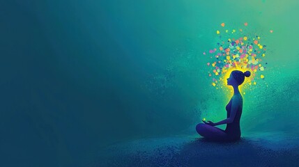 Wall Mural - a woman in a pool surrounded by vibrant bubbles rising from her head and arms