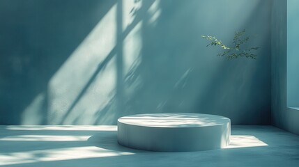 Leinwandbilder - Minimalist interior with curved steps and soft sunlight illuminating a serene space during the day