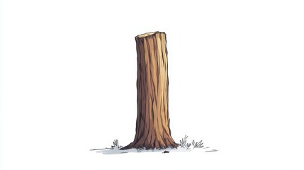 Wood trunk flat vector illustration isolated on white background