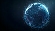 © Imam - Rotating Blue Illuminated Pixelated Earth Globe on Dark Background Global Network Technology Concept