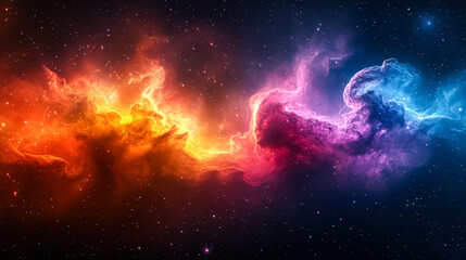 Wall Mural - colorful space cloud with a rainbow of colors. the colors are orange, yellow, and blue