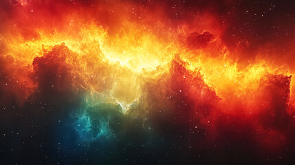 Wall Mural - colorful space scene with a bright orange cloud in the middle. the colors are vibrant and the scene 