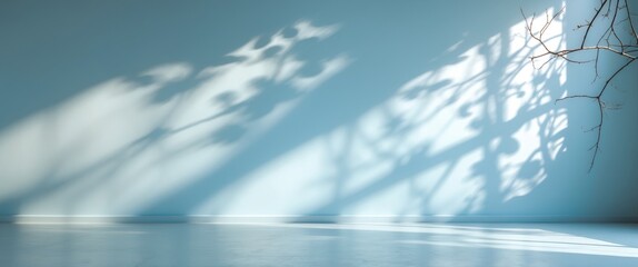 Wall Mural - minimalistic abstract soft light blue backdrop for product showcasing, featuring delicate and intric