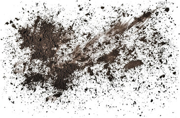 dirty black soil on a transparent background