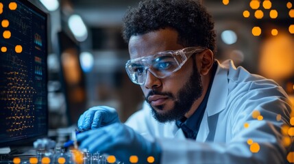 Aufkleber - A researcher in a lab meticulously prepares quantum experiments to explore qubit behavior in superposition and entanglement.