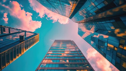 Wall Mural - looking up at contemporary office structure