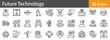 © Icon Fusion  - Future Technology includes outline vector icons illustrating advanced gadgets, innovation, digital transformation, and cutting-edge tech concepts. Editable stroke vector illustration.