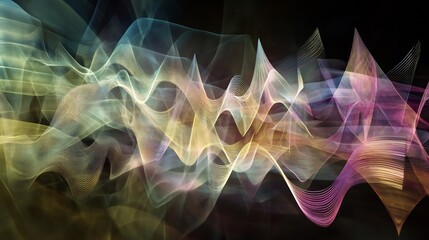Abstract depiction of diffraction highlighting symbolic waveforms geometric shapes for wave bending phenomena