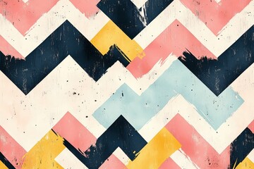 Aufkleber - Colorful zigzag pattern with bold strokes and varying colors creating a modern artistic texture suitable for various design projects