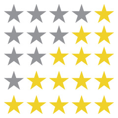 Wall Mural - Five stars customer product rating review icon, black five starts rating review illustration for web and app. Vector