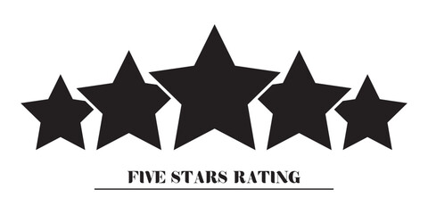 Wall Mural - Five stars customer product rating review icon, black five starts rating review illustration for web and app. Vector