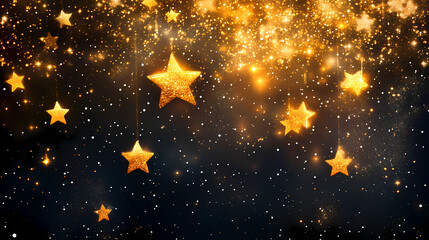 Wall Mural - sparkling starry night sky with glittering stars on a black background, sparkling, galaxy, starlight