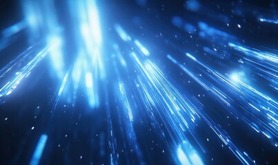 Wall Mural - high-speed blur of futuristic city lights, with glowing blue and white streaks creating a dynamic an