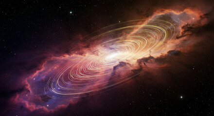 Wall Mural - an artistic depiction of a cosmic galaxy with swirling luminous lights