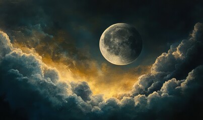 Wall Mural - moon in the clouds