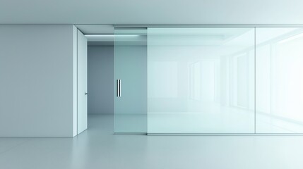  Modern interior with glass matte walls and door