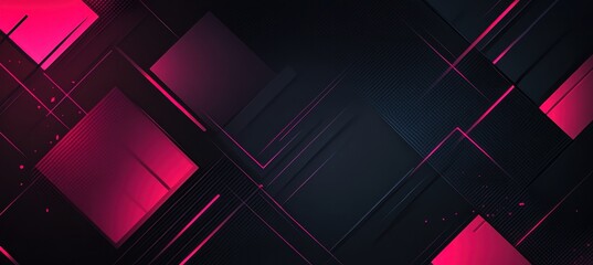 Dark background, geometric illustration with black and pink lines Generative AI
