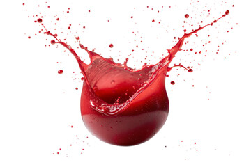 Canvas Print - dynamic red liquid splash photography in studio with clean background, isolated on white or transpar
