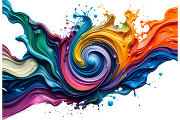 Canvas Print - vibrant abstract paint swirl art studio digital art colorful environment close-up creativity, isolat