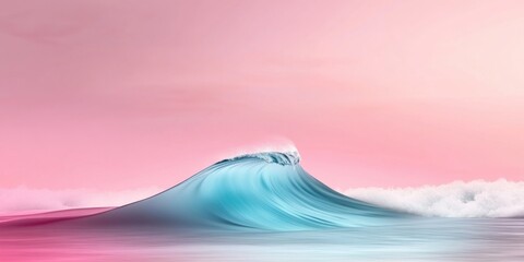 Wall Mural - Serene blue ocean wave against pastel pink sky
