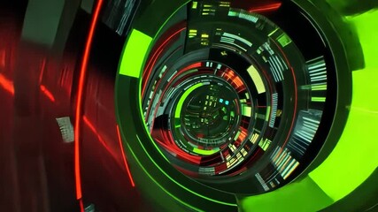 Wall Mural - cyberpunk neon tunnel: a digital journey through futuristic technology