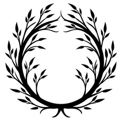 Wall Mural - a circular leafy wreath design. it's perfect for adding a touch of nature and elegance to your proje