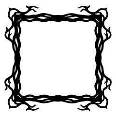 Wall Mural - a unique square frame composed of intertwined branches and twigs in a dark color. the frame is elega