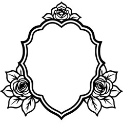Wall Mural - an elegant floral frame with roses and leaves, perfect for adding a touch of sophistication, vector 