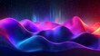 © Thiago - Close-up neon wave merging with the aurora borealis. Neon Aurora. Illustration