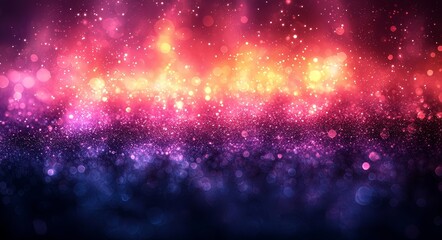 Wall Mural - A dark backdrop featuring multicolored bokeh, a gradient, and abstract bokeh luminosity, brought to life with enchanting twinkling sparkles