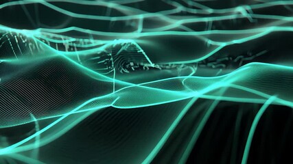 Wall Mural - abstract teal digital landscape: a mesmerizing digital art piece showcasing a teal-colored wave-like