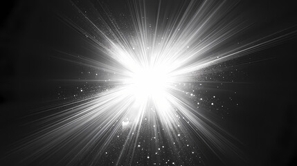 Wall Mural - a bright white light emanates from the center of a black background, surrounded by a glowing halo an