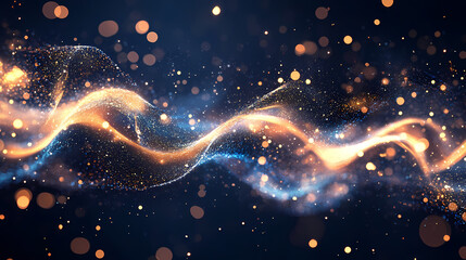 Wall Mural - abstract glowing wave of light and sparks creating a magical and dynamic energy flow on a dark backg
