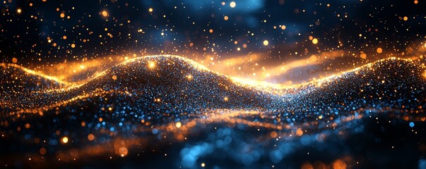 Wall Mural - an abstract background with shimmering silver, blue, and black lights, softly blurred