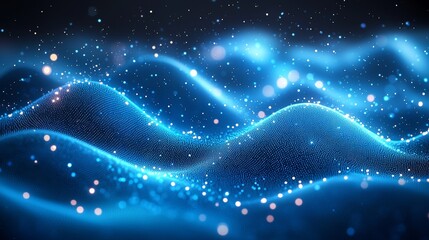 Wall Mural - Cyberspace comes alive with a flowing light stripe of abstract internet data, highlighting the ideas of network information and communication technology, as neon curve lines trace their motion