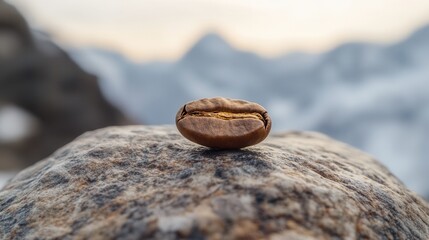 Poster - Close-up view of roasted coffee beans in warm tones showcasing texture and rich flavor near a standout bean