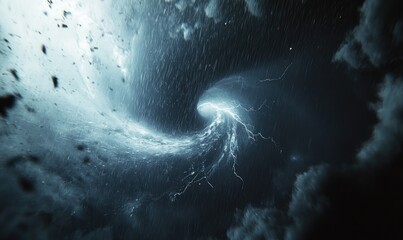 Wall Mural - a swirling vortex of space with a stormy sky above