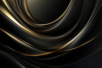 Poster - Elegantly swirled gold and black abstract design, perfect for modern luxury branding and marketing