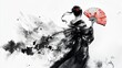 © SepazWorks - Sumi-e Painting of a Noble Samurai Woman Holding a Gem
