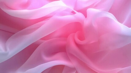 Aufkleber - Elegant waves of translucent chiffon smoothly changing shape in digital animation. Pastel pink tones are combined with soft blue shimmers. Minimalism with abstract elements