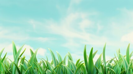 Wall Mural - Enjoy vibrant green fields under a bright blue sky, dotted with fluffy white clouds, perfect for summer vibes.