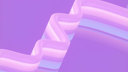 Leinwandbilder - Loop animation with a floating curved ribbon on a purple background. 3d render
