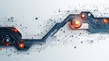Abstract grey circuit line technology pattern illustrated on a white background, showcasing futuristic modern digital circuitry design suitable for tech backgrounds and electronic innovation concepts