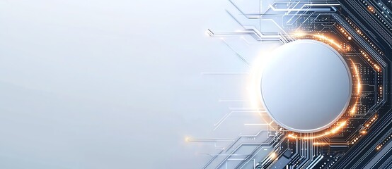 Futuristic digital background featuring a circular interface with glowing lights. Perfect for tech themes, presentations, and innovative projects showcasing modern technology.