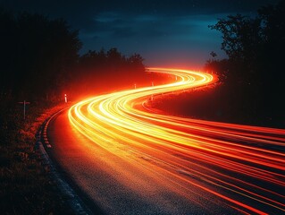 Wall Mural - Red light waves resemble an electric tunnel, with glowing lines appearing on a black background, creating a light-speed effect and fast motion