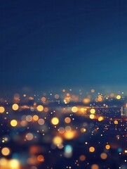 Poster - Urban cityscape at dusk with vibrant blue and gold lights creating a modern and sophisticated ambiance