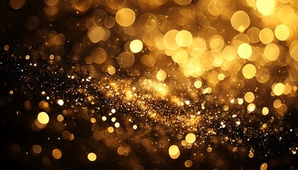 Wall Mural - Abstract golden bokeh sparkles on a dark blurred background