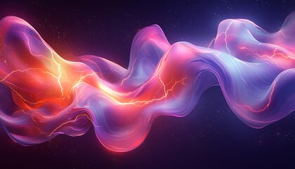 Wall Mural - Abstract image of flowing color with electrical energy patterns