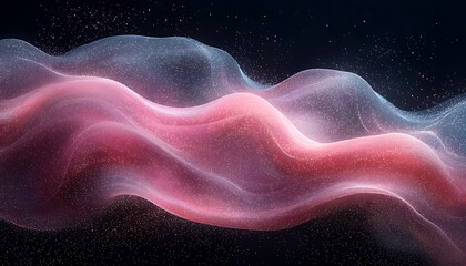 Wall Mural - Abstract image shows flowing vibrant colors and scattered particles floating